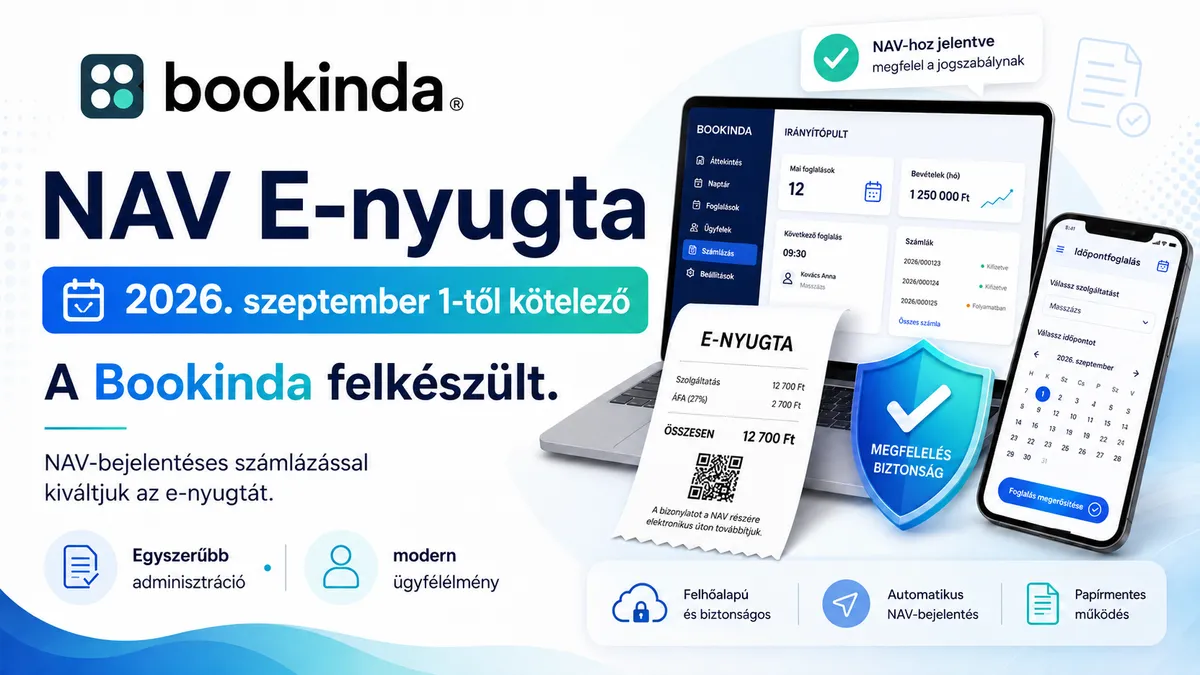 2026. szeptember 1-től kötelező a nyugta-adatszolgáltatás. Beépítettük, minden csomagba, plusz költség nélkül.